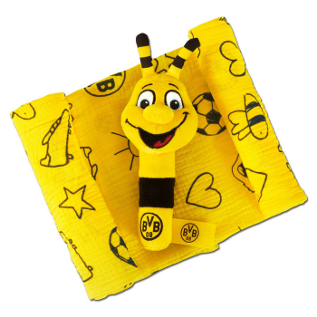 Borussia Dortmund BVB Baby-Geschenkset EMMA Greifling + 2 Musselintücher